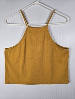 J. Crew Ribbed Halter Crop Top in Mustard  Size XL Summer Festival Boho Vacation